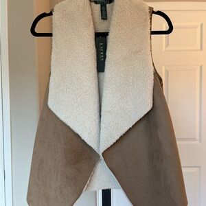 Ralph Lauren Brown and Cream Fleece Vest
